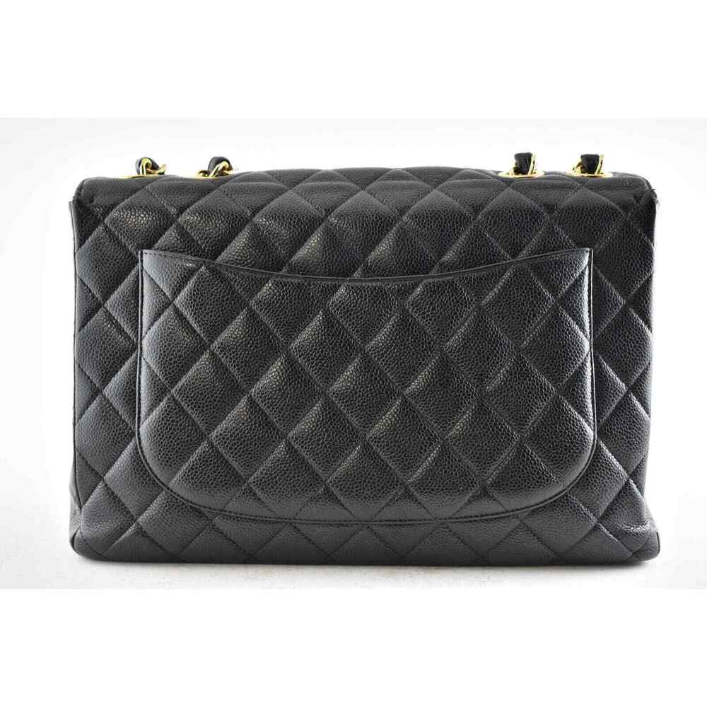 Chanel Vintage Black Caviar Gold 24K Jumbo Flap CC Logo Shoulder Crossbody Bag - Picture 6 of 12
